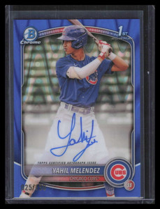 2025 Bowman Chrome Autographs Blue Raywave Refractor Yahil Melendez RC Auto /150