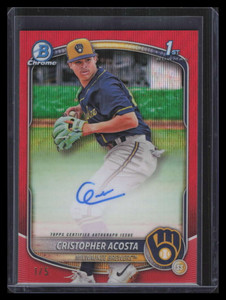 2025 Bowman Chrome Autographs Red Wave Refractor Cristopher Acosta RC Auto 1/5