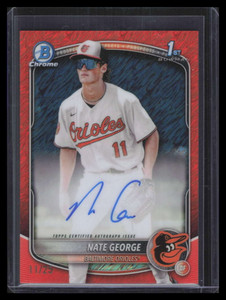2025 Bowman Chrome Autographs Orange Shimmer Refractor Nate George RC Auto 11/25