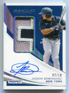 2021 Immaculate Prospect Patch Autographs 7 Jasson Dominguez RC Patch Auto 2/10