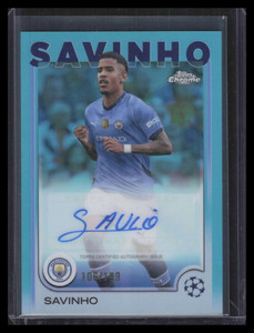 2024-25 Topps Chrome UEFA Autographs Aqua Refractor CASV Savinho Auto 106/199