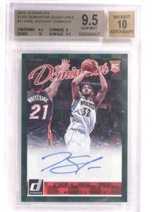 2015-16 Donruss Elite Dominators Karl-Anthony Towns auto rc /25 BGS 9.5