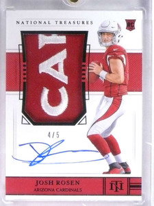 2018 National Treasures Black RPA Josh Rosen autograph rc logo patch #D4/5