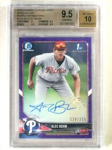 2018 Bowman Chrome Draft Purple Refractor Alex Bohm auto rc /250 BGS 9.5