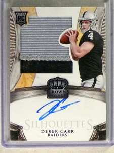2014 Crown Royale Purple Silhouettes Derek Carr Rookie Patch Auto rc /25