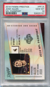 2018 Prestige NFL Passport 5 Josh Allen Rookie PSA 10 GEM MT