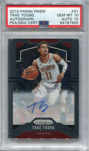 2019-20 Panini Prizm Signatures 31 Trae Young Auto PSA 10 GEM MT Auto 10