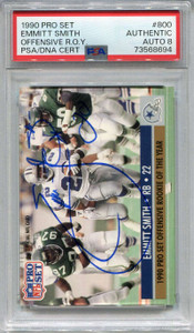 1990 Pro Set 800o Emmitt Smith Offensive ROY Rookie PSA/DNA Authentic 8 Auto