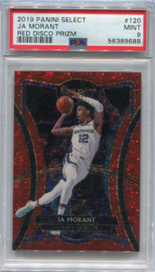 2019-20 Select Prizms Disco Red Refractor 120 Ja Morant Rookie 30/49 PSA 9 MINT
