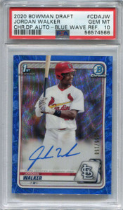 2020 Bowman Chrome Blue Wave Refractor Jordan Walker Rookie Auto 55/150 PSA 10