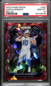 2020 Panini Prizm Prizms Red Ice Refractor 325 Justin Herbert Rookie PSA 10 GEM