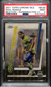 2021 Topps Chrome MLS Big City Strikers Superfractor Raul Ruidiaz 1/1 PSA 9 MINT