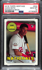 2018 Topps Heritage Magenta Back 502 Juan Soto Rookie /10 PSA 10 GEM MT