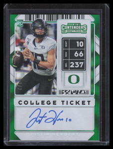 2020 Panini Contenders Draft Picks Fame 104 Justin Herbert Rookie Auto 1/2
