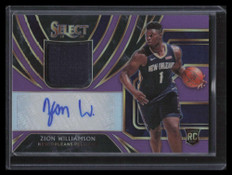 2019-20 Select Autographs Prizms Purple Zion Williamson Rookie Jersey Auto 58/99
