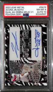 2022 Leaf Metal Autographs Zebra Ronald Acuna Juan Soto Dual Auto 1/1 PSA 8 10