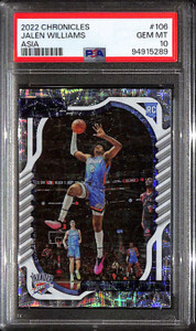 2022-23 Panini Chronicles Asia Jade 106 Jalen Williams Absolute RC 12/18 PSA 10