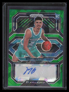 2020-21 Panini Prizm Penmanship Prizms Green Ice 10 LaMelo Ball Rookie Auto 1/16