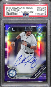 2019 Bowman Chrome Autographs Purple Refractor Cal Raleigh RC Auto /250 PSA 10