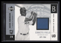 2001 UD Legends of NY Stadium Silver EFSJR Jackie Robinson Ebbets Field Seat /50