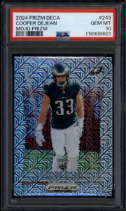 2024 Panini Prizm Deca Prizms Mojo Refractor 343 Cooper DeJean RC 15/30 PSA 10