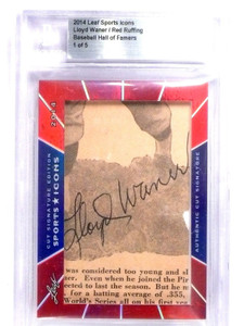 2014 Leaf Sports Icons Lloyd Waner & Red Ruffing dual cut autograph #D1/5