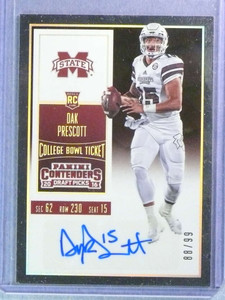 2016 Panini Contenders Draft Picks Bowl Ticket Dak Prescott Autograph #88/99