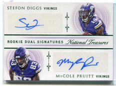 2015 National Treasures Signatures Pruitt Stefon Diggs Rookie Dual Auto 4/5