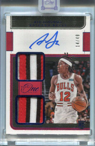 2021-22 Panini One One Autographs Blue Ayo Dosunmu Rookie Dual Patch Auto 14/49