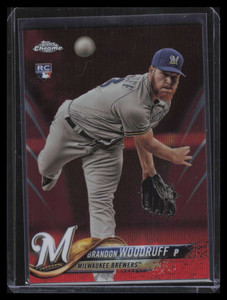 2018 Topps Chrome Red Wave Refractor 179 Brandon Woodruff Rookie 5/5