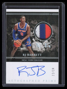2020-21 Panini Noir Prime Materials Color Autographs RJ Barrett Patch Auto 22/24