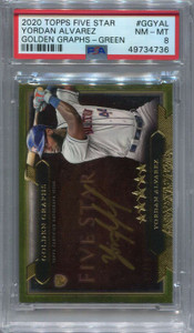 2020 Topps Five Star Golden Graphs Green Yordan Alvarez Rookie Auto 12/15 PSA 8