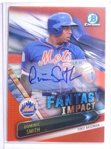 2016 Bowman Chrome Fantasy Impact Red Dominic Smith autograph rc #D4/5