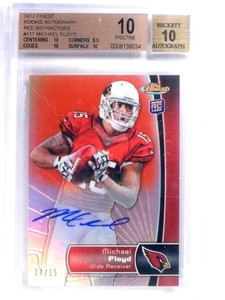 2012 Topps Finest Red Refractor Michael Floyd autograph rc #D14/15 BGS 10