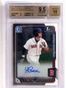 2015 Bowman Chrome Draft Andrew Benintendi autograph auto rc BGS 9.5 ID: 19963