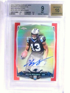 2014 Topps Chrome Mini Red Refractor Kelvin Benjamin autograph rc #/5 BGS9