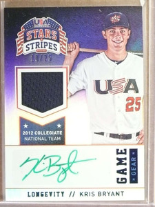 2015 USA Baseball Stars Stripes Kris Bryant Green Autograph Jersey #D18/25