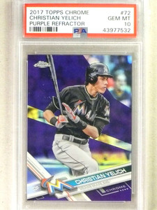 2017 Topps Chrome Purple Refractor Christian Yelich #268/299 #72 PSA 10