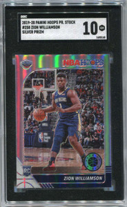 2019-20 Hoops Premium Stock Prizms Silver 258 Zion Williamson Rookie SGC 10 GEM