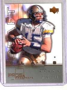 2001 Upper Deck Pros &amp; Prospects Draft Class Drew Brees Rookie RC #D/1000