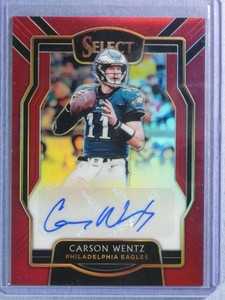 2019 Select Football Prizms Maroon Carson Wentz Autograph Auto #3/5 #SPCW