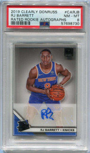 2019-20 Clearly Donruss Rated Autographs 21 RJ Barrett Rookie Auto PSA 8 NM-MT