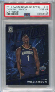 2019-20 Donruss Optic My House Purple 15 Zion Williamson Rookie PSA 10 GEM MT