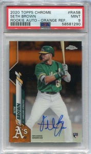 2020 Topps Chrome Orange Refractor Seth Brown Rookie Auto 18/25 PSA 9 MINT
