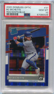 2020 Donruss Optic Red White &amp; Blue 37 Bo Bichette Rookie 146/150 PSA 10 GEM MT