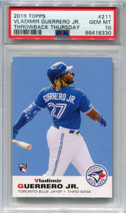 2019 Topps Throwback Thursday 211 Vladimir Guerrero 69 FB Rookie PSA 10 GEM MT
