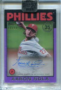 2021 Topps Clearly Authentic '86 Autographs Purple 86tbaan Aaron Nola Auto 3/10