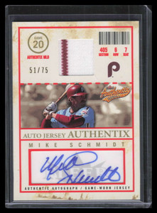 2005 Fleer Authentix Jersey General Admission MS Mike Schmidt Jersey Auto 51/75
