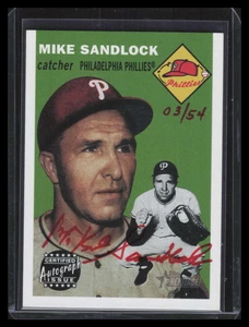 2003 Topps Heritage Real One Autographs Red Ink MS Mike Sandlock Auto 3/54