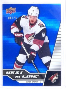 2015-16 UD NHL Overtime Max Domi Next In Line Blue Rainbow rc #D08/25